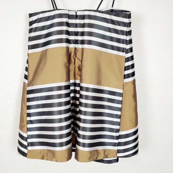 Asos Striped Gold Black Pleats Midi Skirt SALE - Picture 5 of 12